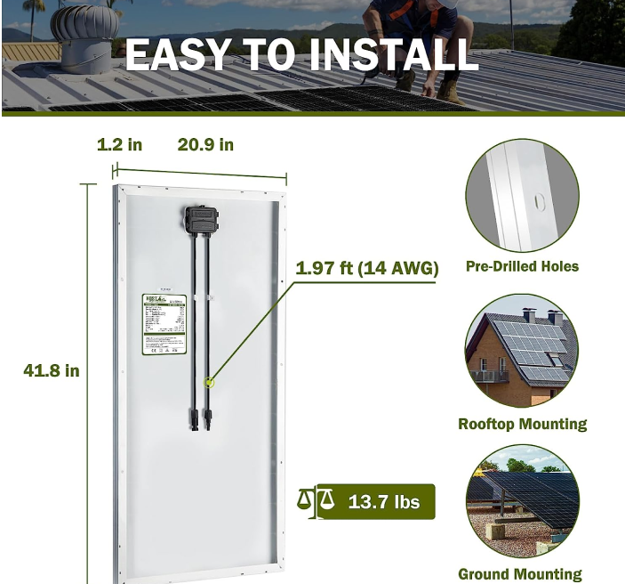100W 12v Monocrystalline 9BB Solar Panel