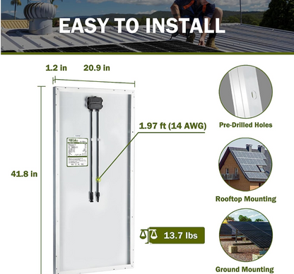 100W 12v Monocrystalline 9BB Solar Panel